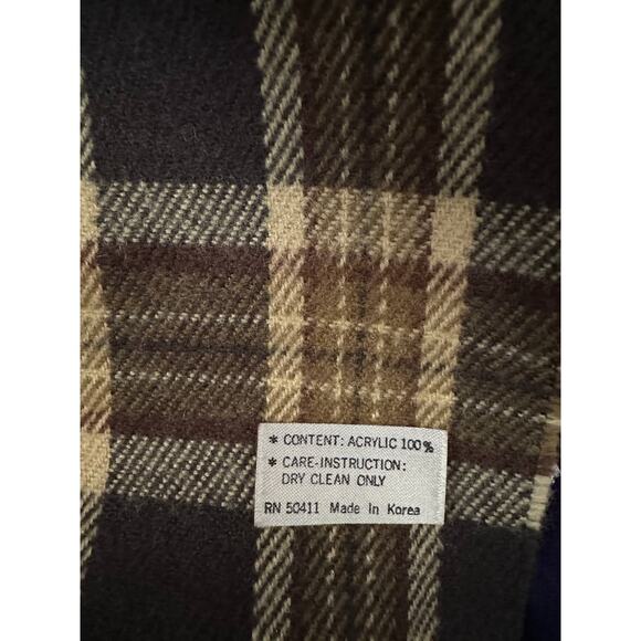 Brown Plaid Rectangle Scarf Acrylic 8" x 60" - Picture 4 of 5